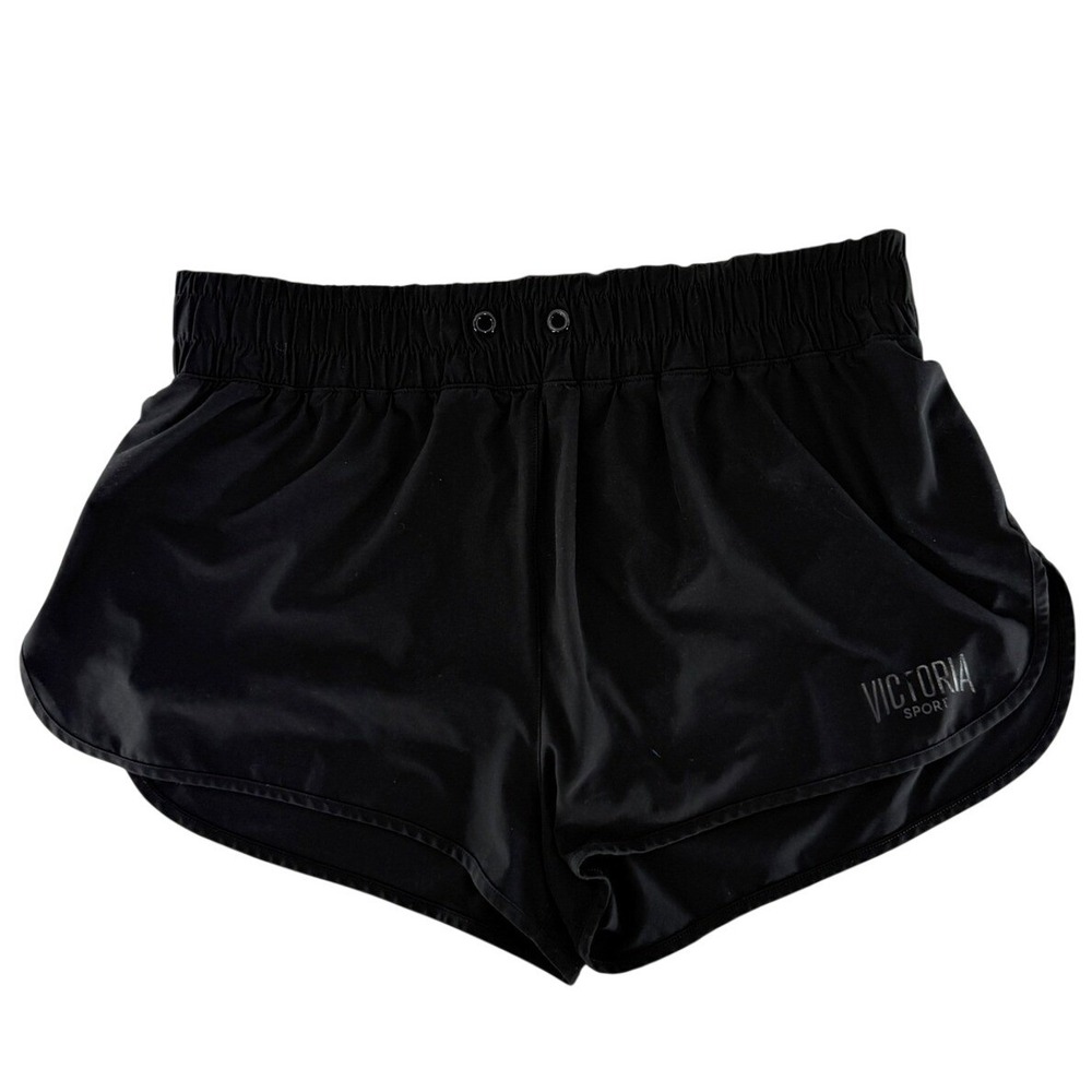 Victoria Sport Womens Black Running Shorts‎ Elastic Waist Athletic Size L Flaw